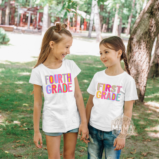 Back To School Grade Tee - Abstract Letters - Girl and Boy Versions