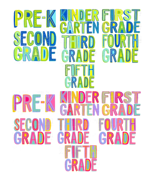 Back To School Grade Tee - Abstract Letters - Girl and Boy Versions