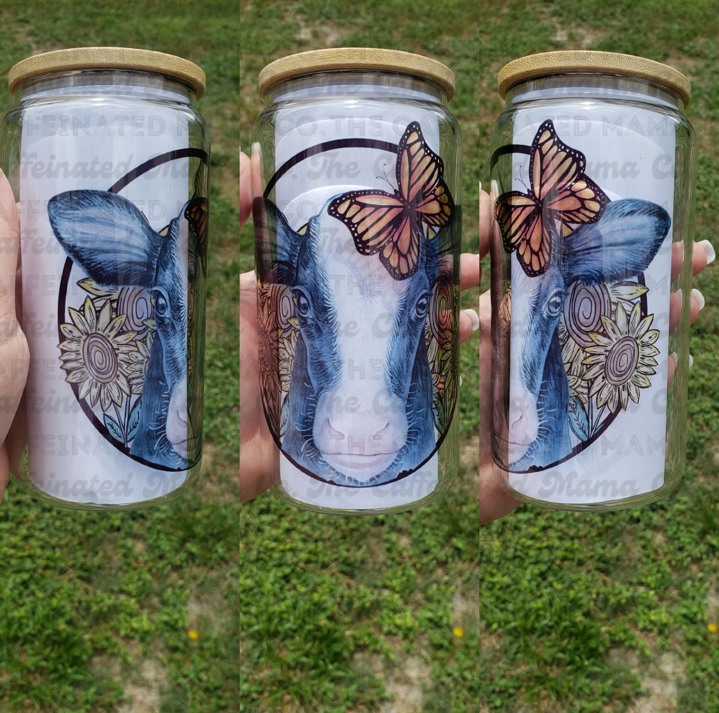 Glass Can Tumbler 16oz - Sunflower Cow