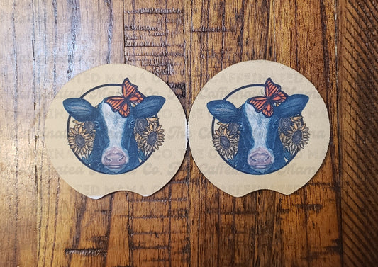 Car Coasters - Sunflower Cow