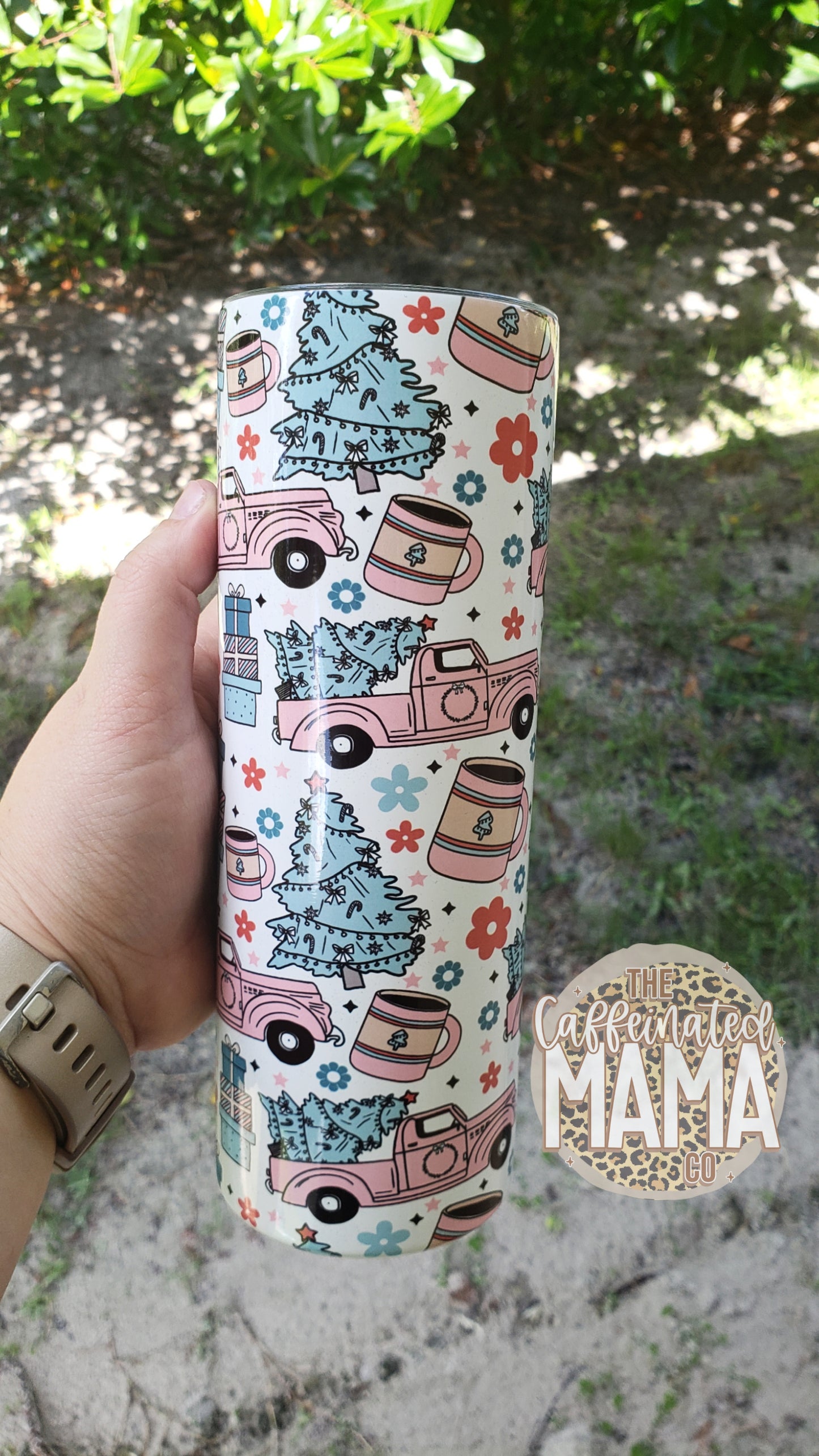 Pink Christmas Truck 20 ounce Tumbler